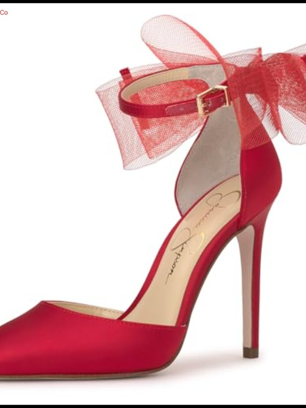 Tulle Bow Pointed Toe Stiletto Pump Formal Ankle Strap